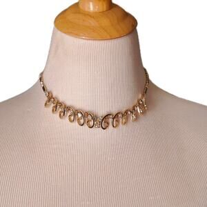 VTG Sarah Coventry Celestial Fire Rhinestone Goldtone Necklace Choker Signed